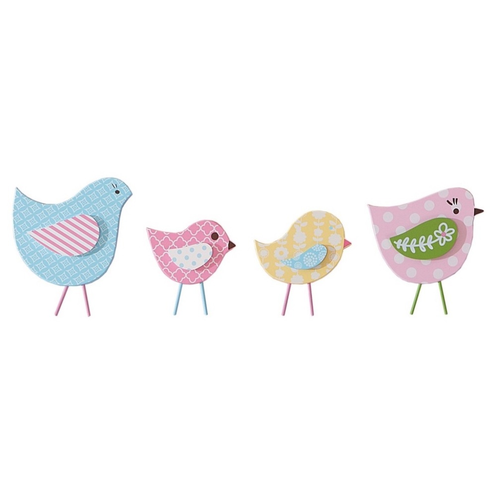 Sadie & Scout Wall Decor 4pc Multicolor Bird